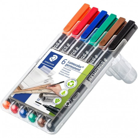 Permanentne marker OHP STAEDTLER Lumocolor 317 M 1,0mm 6 värvi komplekt