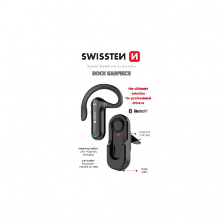 Swissten Dock Earpiece Bluetooth Headphone With Charger