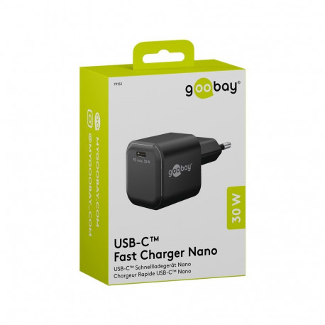 Goobay 30 W USB-C PD GaN Nano must kiirlaadija