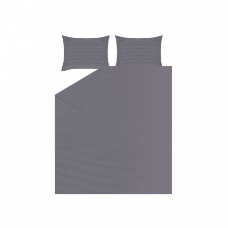 BED COV SET STRIPED SATEEN GREY 160X200