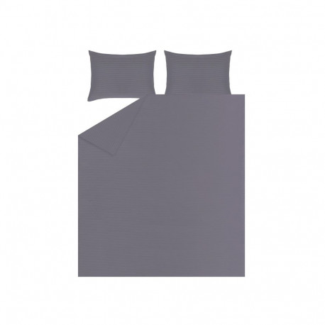 BED COV SET STRIPED SATEEN GREY 200x220
