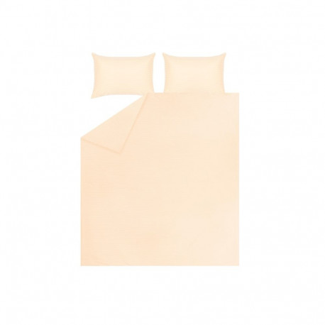 BED COV SET STRIPED SATEEN BEIGE 200x220