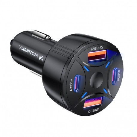 Wozinsky Wozinsky WLS-04 60W Car Charger 2xUSB-C 2xUSB-A - Black