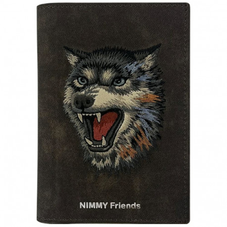 Nimmy Nimmy Raptor Wolf Passport/Wallet Case - Brown