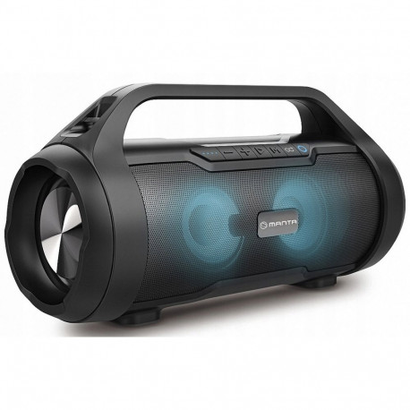 Manta SPK215 Portable Wireless Bluetooth Speaker with USB and TWS, Long-Lasting Battery, Black