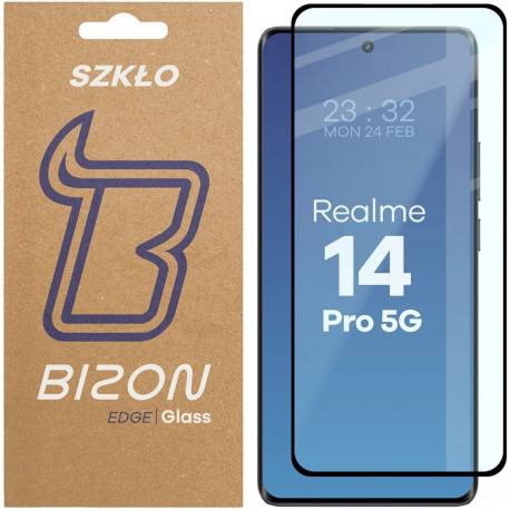 Kaitseklaas Bizon Realme 14 Pro 5G Edge 3D, must