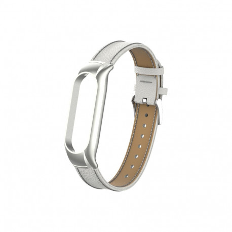 Kellarihm Trendybay Mi Band 7, nahkne, valge