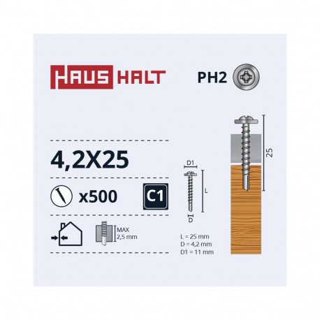 isepuuriv kruvi 4,2x25 puidule+puur (500)