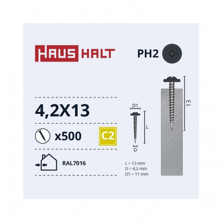 self screw 4,2x13 met/met RAL7016 (500)