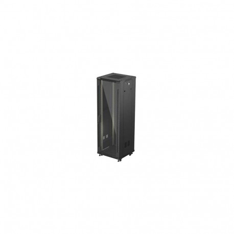 RACK CABINET 19" FREE-STANDING 37U/600X600 (FLAT PACK) WITH GLASS DOOR BLACK LANBERG