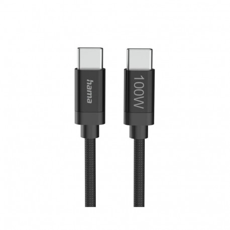 Cable Hama "Fabric"  USB-C/USB-C 100W 1.5m Nylon, Black