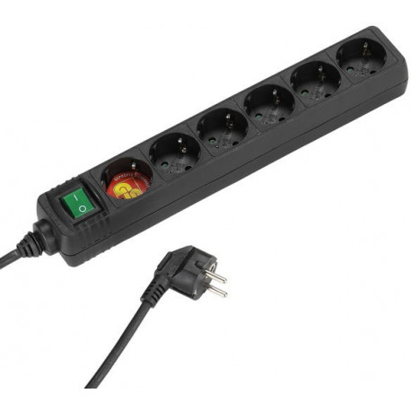 Vivanco extension cord 6 sockets 1.4m, black