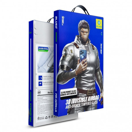 5D Mr. Monkey Glass - Apple iPhone 14 Pro black (3D Invisible Airbag Anti-broken)