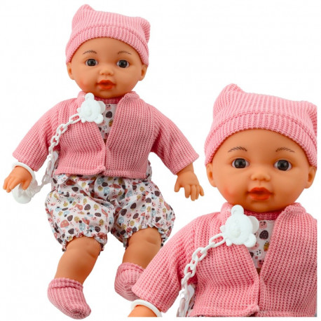 nukk beebi roosa kampsun müts lutt ahelal 40cm