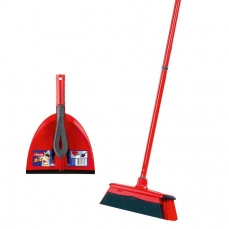 DuActiva Besen mit 2in1 Kehrset (rot/schwarz, 3-teilig)