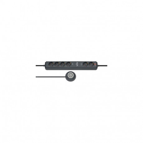 Eco-Line pikendusjuhe Comfort Switch Plus 6-kohaline 1,5m toitekaabel ja 1,5m lülitikaabel, antratsi