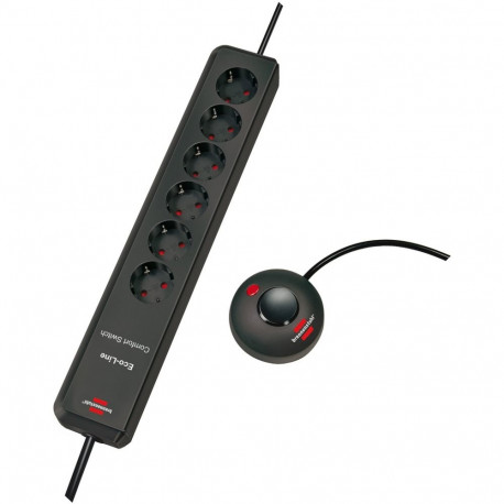 Eco-Line Comfort Switch Steckdosenleiste 6-fach (anthrazit, 2 Meter Stromkabel und 1,5 Meter Schalte