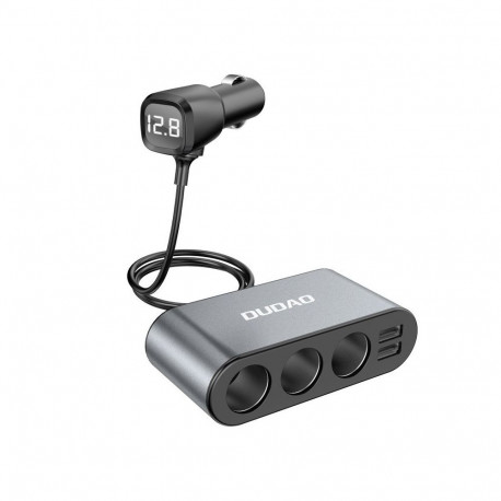 Dudao car charger 2x USB / 3x cigarette lighter splitter black (R1Pro black)