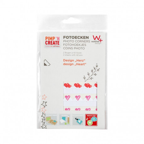 Walther Photo corners heart design 2 sheets of 42 pcs