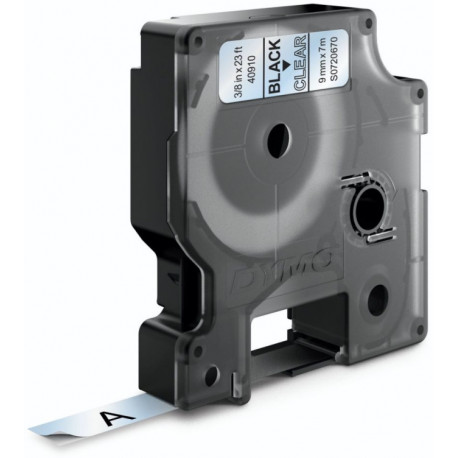 Dymo etiketilint D1 9mmx7m, must/läbipaistev