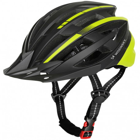 Wozinsky MTB Bike Helmet with Removable Visor and Rear USB Light L - Black and Yellow