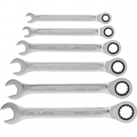 Klucze płaskie z grzechotką,zestaw 6szt.(8-19mm),crv,proline