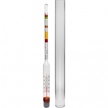 Browin Vinometer 405562, 0-30°Blg, with thermometer, in plastic test tube, color-coded scale