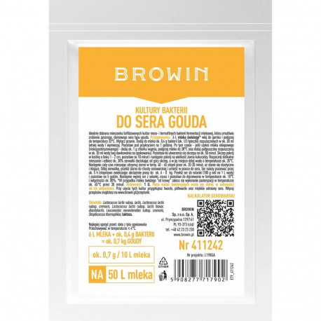 Browin Gouda juustu bakterikultuur 411242, 3.0 g, 1 U, 50 L piima, Gouda juustule