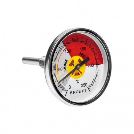 Browin 101250 BBQ smoker thermometer, 0-250°C, 6cm, stainless steel, analog