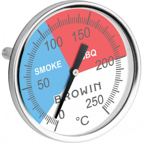 Browin 101200 BBQ termomeeter, 0-250°C, 5,2cm sond, analoog, roostevaba teras, valge sihverplaat