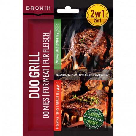 Duo Grill for Meats, BROWIN, 310030, 2-in-1 Spice Blend, 2 x 12 g, salt-free, universal for meats, 2