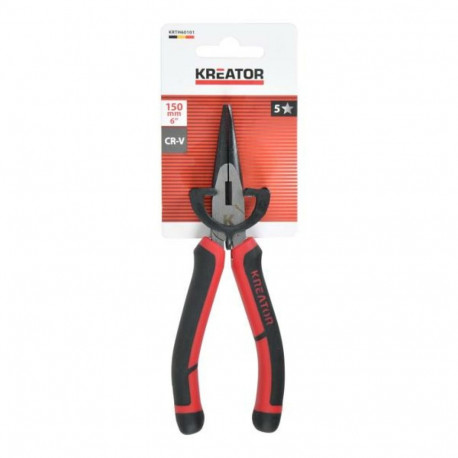 Long Nose Pliers 150mm KREATOR KRTH60101, 165mm, 55mm jaw depth, 35mm working width, chrome vanadium