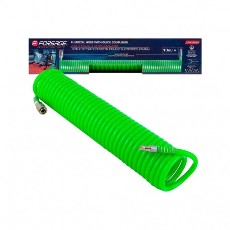 Forsage Spiraalvoolik F-1208-10Green, 10 m, 8 mm, 12 mm, polüuretaan, EURO ühendus, 24 baari, -20 °C