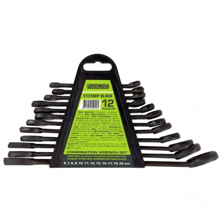 Kombineeritud mutrivõtmete komplekt, ForsLine, FL-5123MP, 6-22 mm, 12 tk, süsinikteras