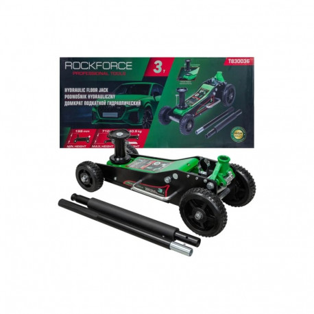 Hüdrauliline tungraud suurte ratastega, kahe silindriga 3t, Rockforce, RF-T830036, kõrgus min 155mm 