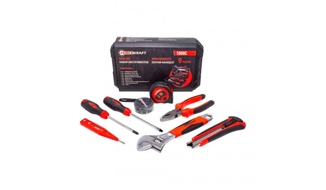 Tool Set, FORCEKRAFT, FK-1009C, 9 Tools, Plastic Case