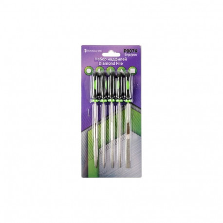 Pomocnik P007K, 5-piece needle file set, 3x160mm, flat, round, half-round, triangular, diamond-coate