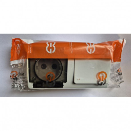 Elektriskais bloks ar caursp. vāku IP54,1 taustiņš ar saz., 01071300-190181 GÜNSAN