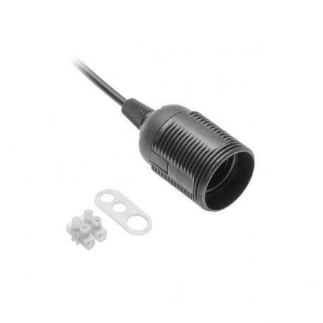 GTV socket GZ-E27000-10, 220-240V, 50-60Hz, 60W, AC, black, plastic, power cable, terminal block