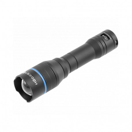 Hogert HT1E414 LED flashlight, 1000 lm, IPX7, 2000 mAh, USB-C, 4 modes, zoom, aluminum