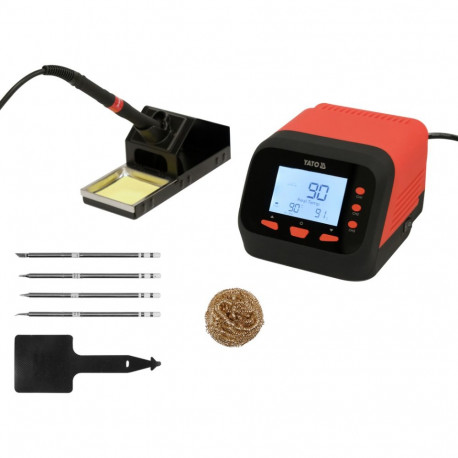 Soldering station T12 75 W 24 V 90–480 °C ±2 °C T12-ILS tips auto sleep LCD display YT-82461 YATO