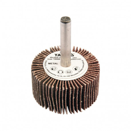Yato YT-83354 silindriline lihvketas varrega, 40x20x6 mm, P100, 6 mm, 18000 min⁻¹, alumiiniumoksiid,