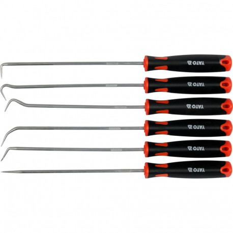 Yato YT-08428 Long Reach Hook and Pick Tool Set 6pcs, 240mm, 40Cr, satin, PP/TPR handles