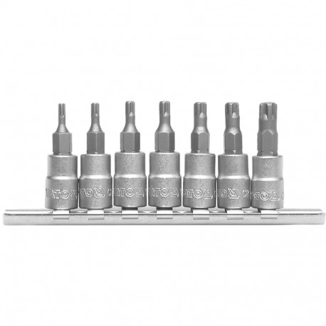 Yato bit socket set YT-0461, 7 pcs, 1/4", TS10-TS40, 35 mm, S2, CrV 6150, 58-62 HRC, Torx TR