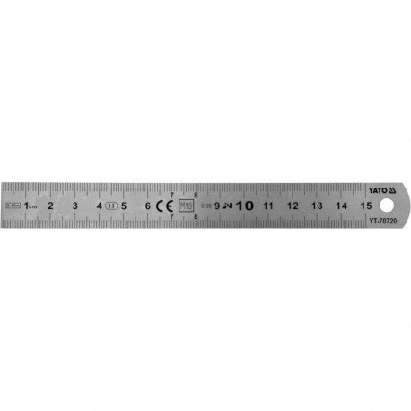 Yato Roostevaba Terasest Joonla YT-70720, 150mm, 19mm, 0.9mm, II klass, mm skaala, poleeritud pind