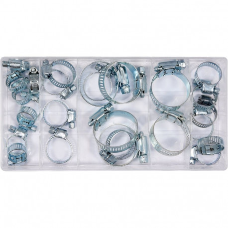 Yato Hose Clamps Assortment 26 PCS YT-06782, 16mm, 22mm, 25mm, 28mm, 35mm, 40mm, iron, galvanized