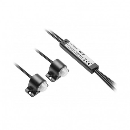 PIR bezkontakta slēdzis, 2 sensori, 2m, melns; AE-WBEZDPIR2-20 GTV