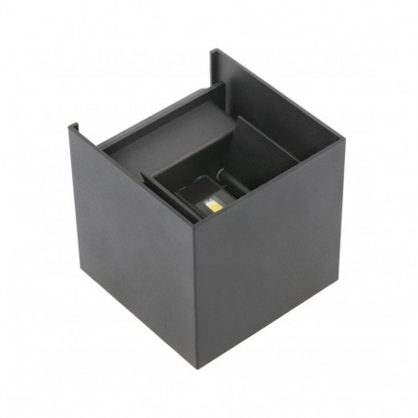 Gtv LED wall luminaire LD-MISS7WKS-NB, 7W, 540lm, 4000K, IP54, square, gray, matte, aluminium/cast i