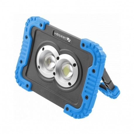 Hogert HT1E430 portable LED floodlight, 2x10W, 1150 lm, 3.7V 4400mAh, IP54, USB charging, Power Bank