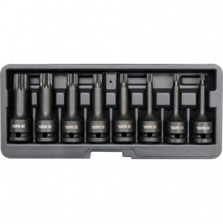 Yato YT-1069 impact bit socket set, Spline, 8pcs, 1/2", CrMo, 54 HRC, phosphated